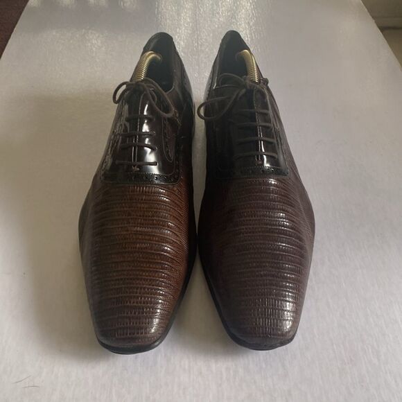 MEZLAN Men’s Genuine LIZARD Brown Leather Oxfords Size 13 - Picture 1 of 10